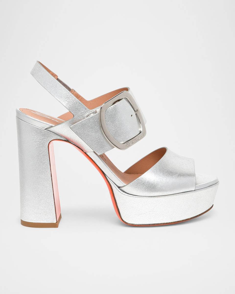 Bruxel Metallic Buckle Platform Sandals